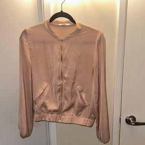 H&M pink satin bomber jacket
